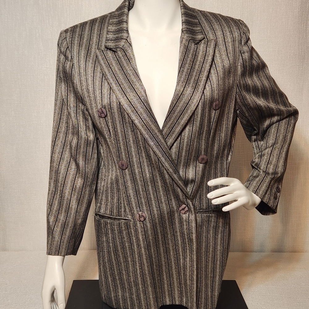 LB Portfolio Ladybug Blazer Vertical Stripes Vintage Size 14